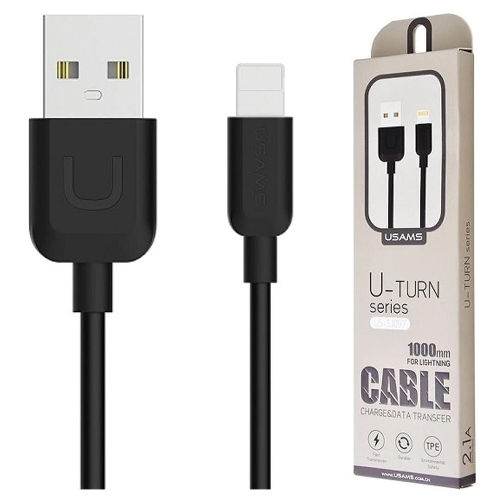 Usams Kabel U-Turn Lightning 1Mczarny/Black 2A Ipusbxd01 (Us-Sj097)