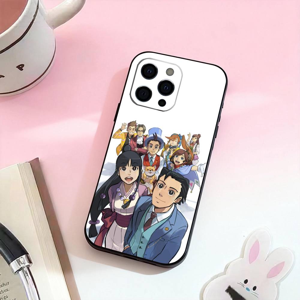 

Anime A-Ace A- Attorney Phone Case For iPhone 17,16,15,14,13,12,11 Plus,Pro Max,Soft Silicone Black Cover iPhone14Plus