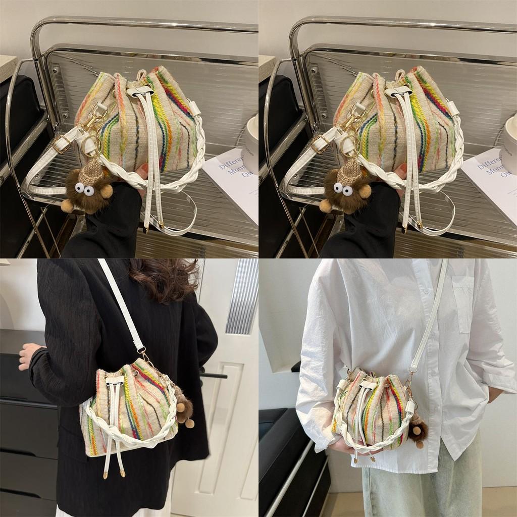 Stylish White Bucket Bag For Women Featuring Unique Ethnic Design Ideal For Spring