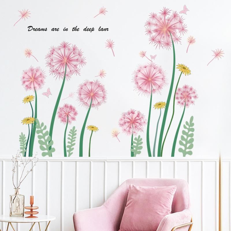2pcs Dandelion Wall Stickers Self-adhesive Wall Decals For Living Room Porch Bedroom Home Decoration