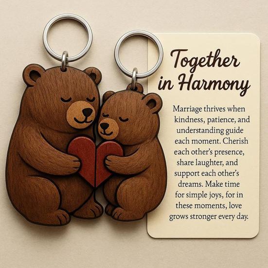 1/2Pcs Bear Couple Keychain Set Hug Matching Keychain Car Backpack Key Holder Festive Party Accessory