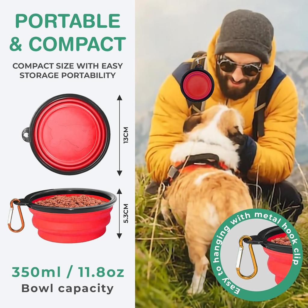 2-In-1 Collapsible Pet Bowls Dual Food And Water Bowls Flip Over Portable Dog Cat Pet Travel Feeder Bowl For Walking Camping
