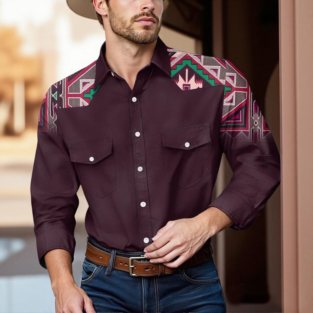 Men'S Fashionable Lapel And Shoulder Length Long Sleeved Casual Top