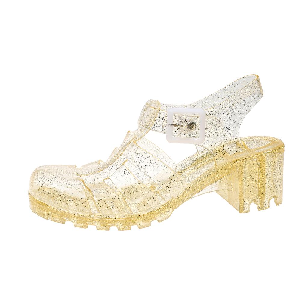 Módní univerzální dámské letní plastové vysoké podpatky protiskluzové transparentní křišťálové želé boty princeznovský styl přeshraniční obchod obuv