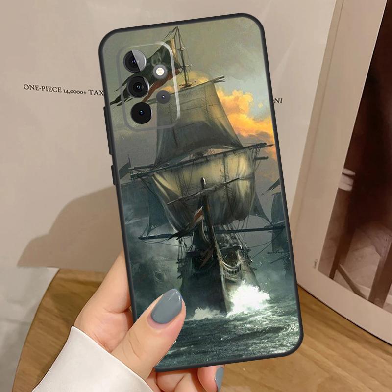 Sailing Pirate Ship Boat Case For Samsung Galaxy A56 A36 A16 A06 A13 A33 A53 A52 A32 A12 A54 A34 A14 A35 A55 A17 A15