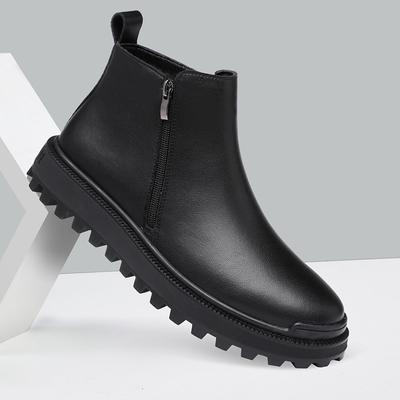 Fashion British Style Men's Fashion Chelsea Boots Black Stylish Platform Shoes Cowboy Autumn Winter Boot Original Leather Ankle Botas