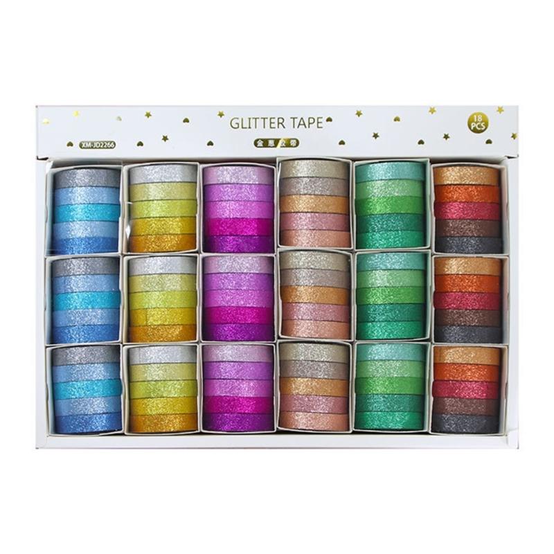 18 Box Decorative Tape Glittering Paper Tape Crafting Tape Washis Tape Masking Tape Journal Scrapbooking Supplies 1