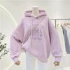 Embroidered Flower Velvet Hooded Sweater - Women's Autumn/Winter Cartoon Anime Design