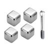 Stainless Steel Ice Cubes Set with Clips Reusable Drink Chillers Quick Freezing Metal Whiskey Chilling Stones for Beer Cocktails