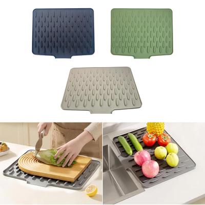 Silicone Dish Drying Mat Avoids Water Build Up Refrigerator Sturdy Heat Resistant Insulation Pad Drain Pad Dish Drying Pad