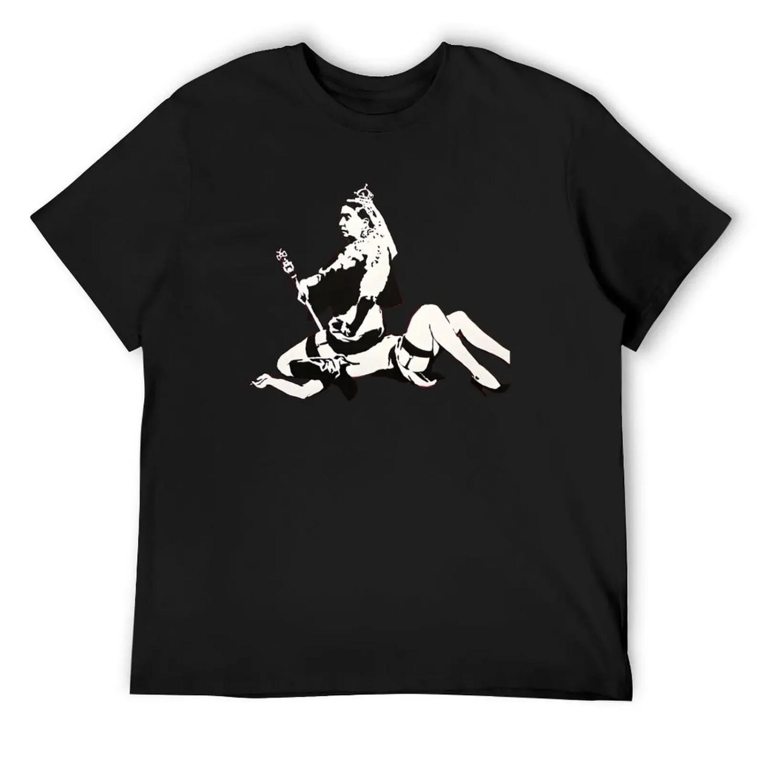Banksy Queens_ Graffiti and Anti-Monarchy T-Shirt Luxury man cotton man t-shirts mens graphic t-shirts funny S