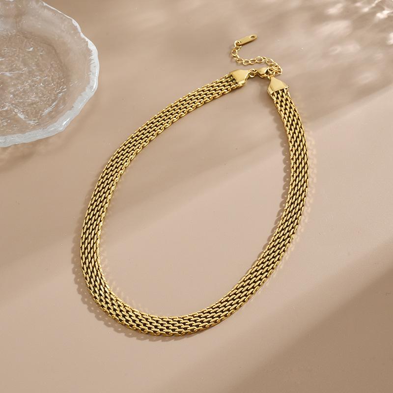 Stainless Steel Exaggerated Personality Gold Color Hollow Woven Snake Bone Chain Bracelet for Women Charm Trend Thick Jewelry