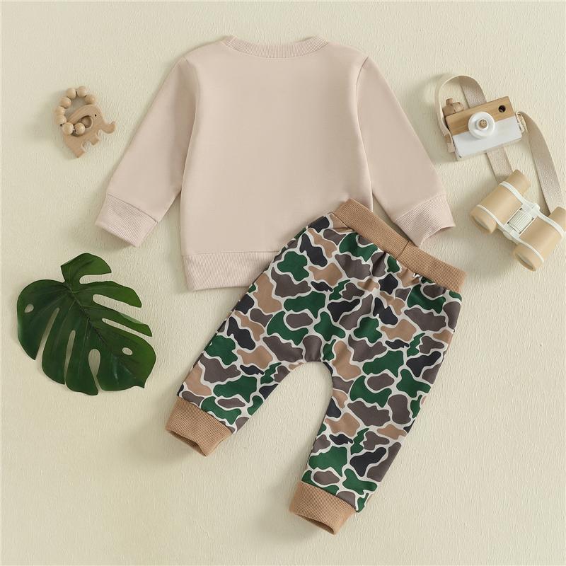 Toddler Baby Boy Winter Fall Outfit Reindeer Letter Print Long Sleeve Sweatshirt Elastic Waist Joggers 2 Piece Set