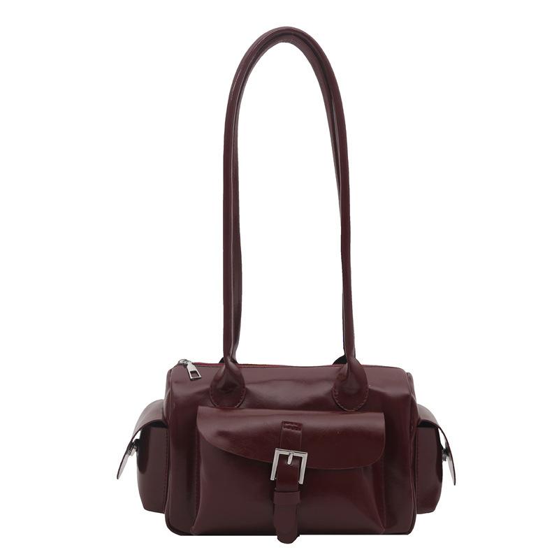 Handbag for Women, Casual, Large Capacity, Bowling Bag with Multiple Pockets, Underarm Style, Boston Single Shoulder Bag
