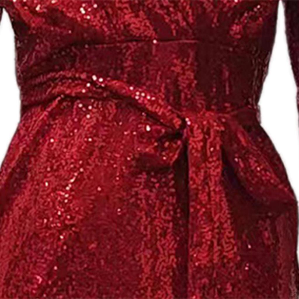 Women Evening Gown Dress Comfortable V Neck Sequin for Prom Dating