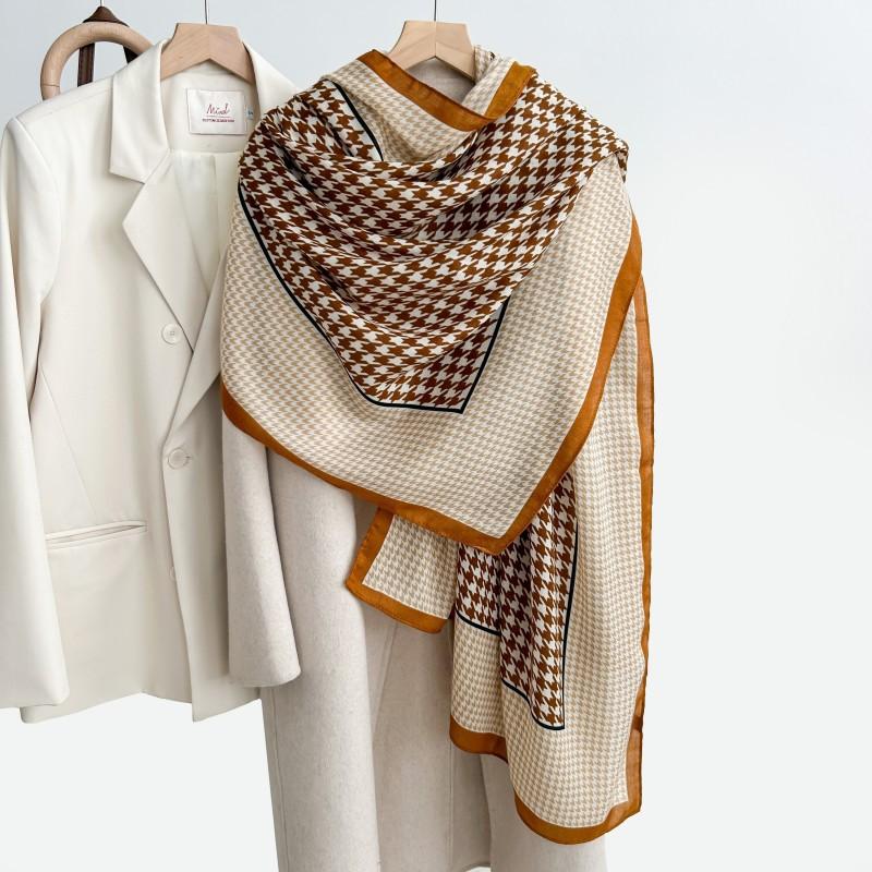 Elegant Houndstooth Pattern Lightweight Warm Long Neck Scarf For Women