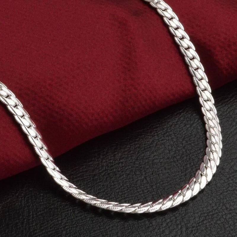 New 925 Sterling Silver Charms Necklace 5MM 16-24inch Chain High Quality For Men Woman Men Fashion Wedding Engagement Jewelry