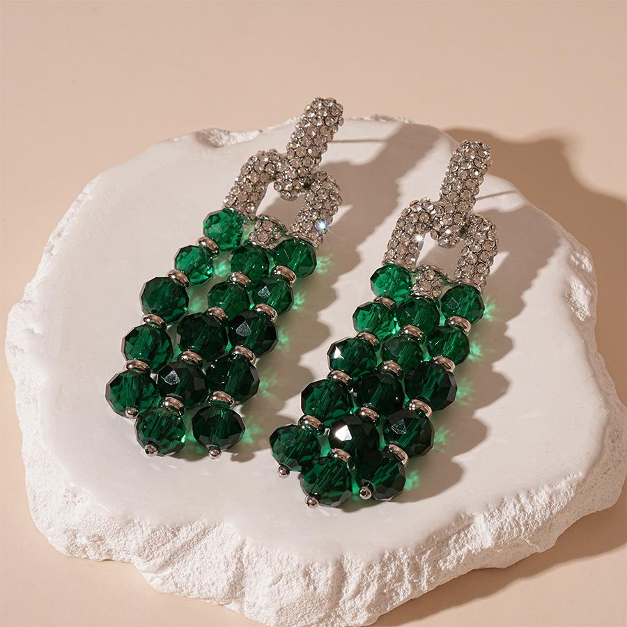 Серебряные серьги-гвоздики с бахромой из хрусталя, инкрустированного бриллиантами, персонализированные серьги с преувеличенным темпераментом