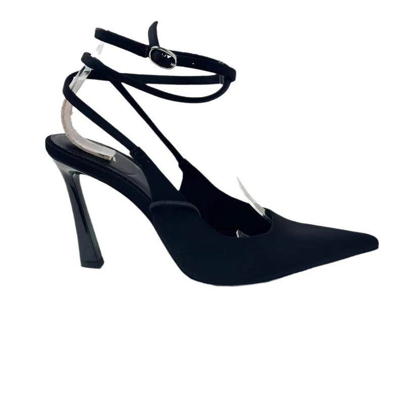 fashion Elegant Luxury Women Pumps 2024 Autumn Designer Sexy Ankle Strap Black Slingback Party Wedding Stilettos Pointed Ladies Shoes
