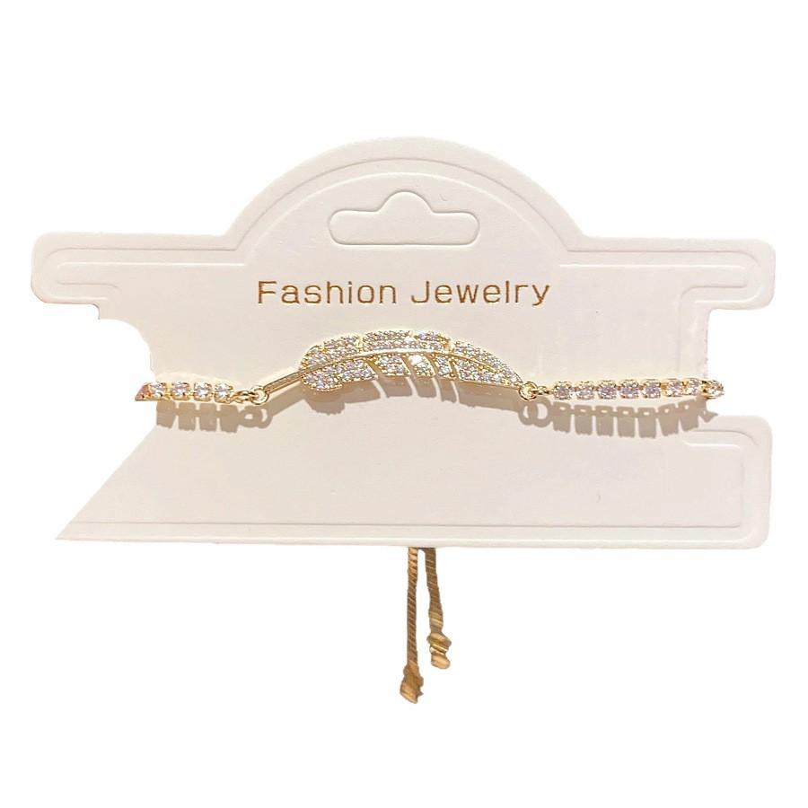 Zircon Feather Charm Hand Chain With Adjustable Fit For Casual Office Wear
