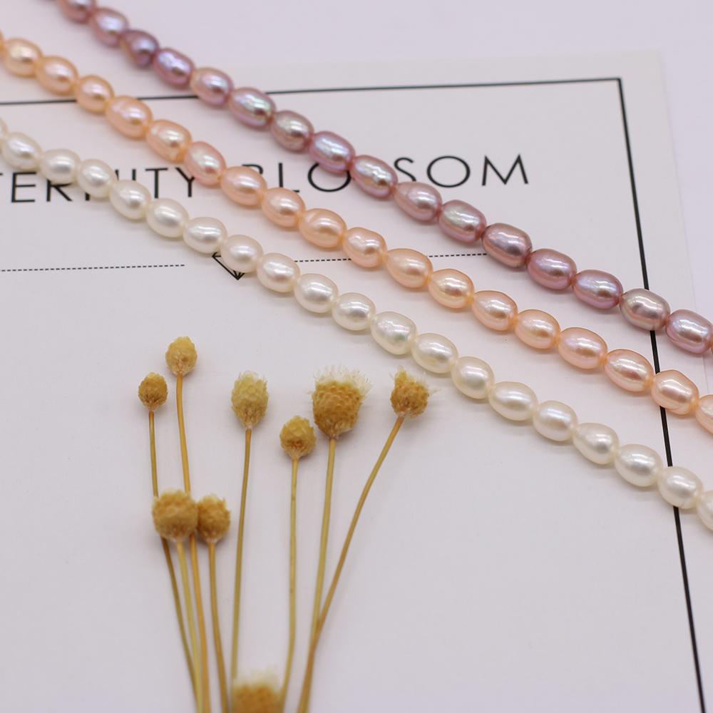 1String, Rice Shape Pearls, 3.5-4 Mm, Boho Natural Freshwater Pearl Beads, for DIY Necklaces, Bracelets, Anklets, Jewelry Making, 36cm