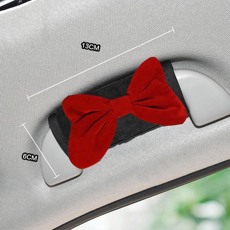 1pc Cute Cartoon Red Bowknot Car Neck Pillow Universal Auto Seat Headrest Support Seatbelt Cover Car Accessories for Women