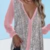 Lady Shirt Plus Size Casual V-Neck Soft Fashion Texture Polyester Pullover Women Blouse