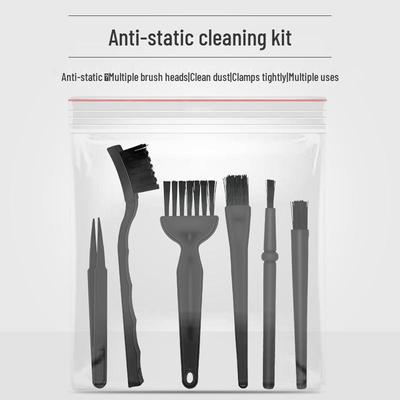 6-Piece Anti-Static Brush Set for PCB, Circuit Board, Motherboard, Keyboard Cleaning with Plastic Tweezers.
