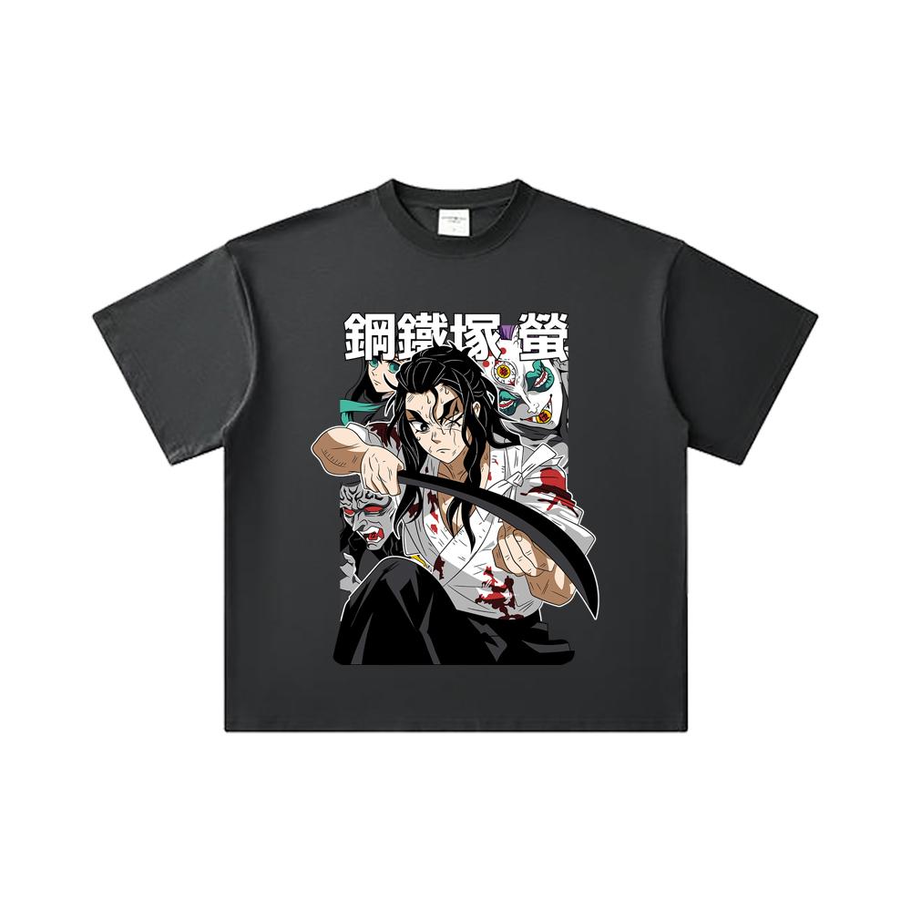 260 GSM Double Yarn 32 Count 100% Cotton Demon Slayer V27 Haganezuka Print Unisex Heavy Cotton T Shirt
