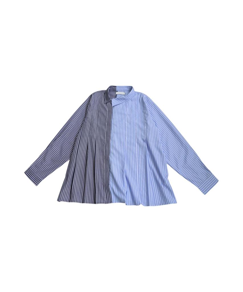 Antiqua Asymmetric Striped Long One Size Blue Women's Shirt, Sleeve, PK-01299, 32,