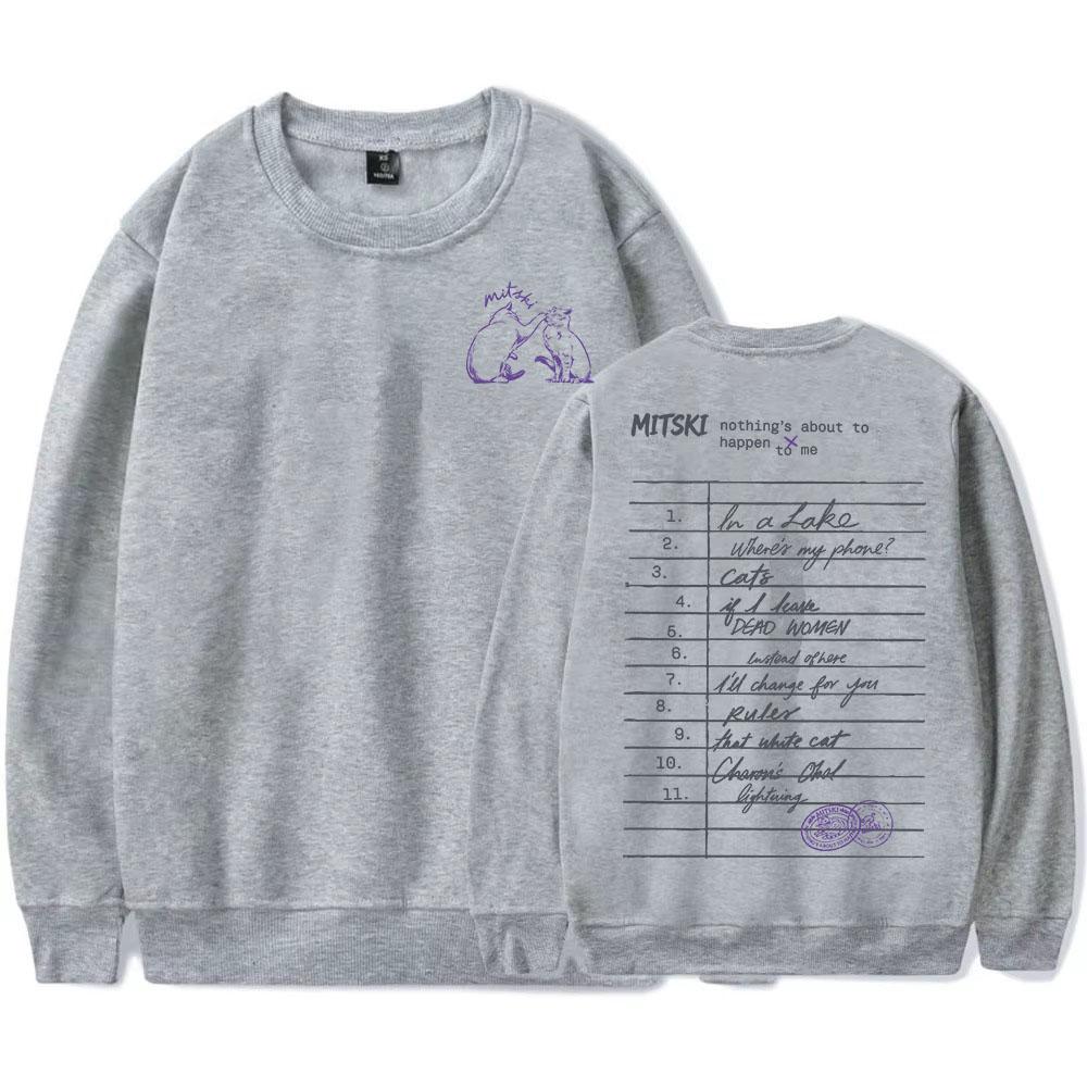 

Lost & Found Long Sleeve Crewneck Sweatshirt Mitski Nothing s about To Happen To Me Print Pullovers Loose Casual Women Sudaderas XXXL
