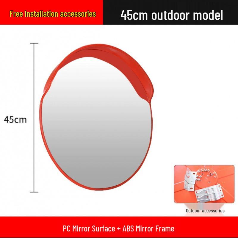 Reflective Convex-Concave Safety Mirror for Indoor/Outdoor Traffic and Garage Corners