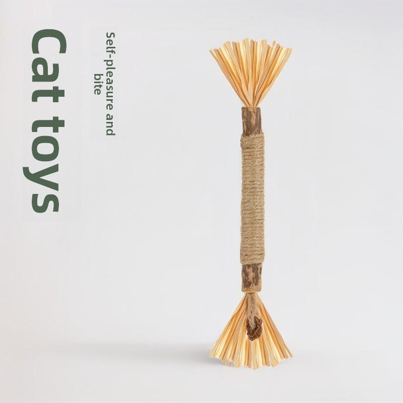 Pet Supplies - Cat Toys - Wooden Eupatorium Chew Stick - Seed Pod Rafi Grass Self-entertaining Chewing Cat Toy