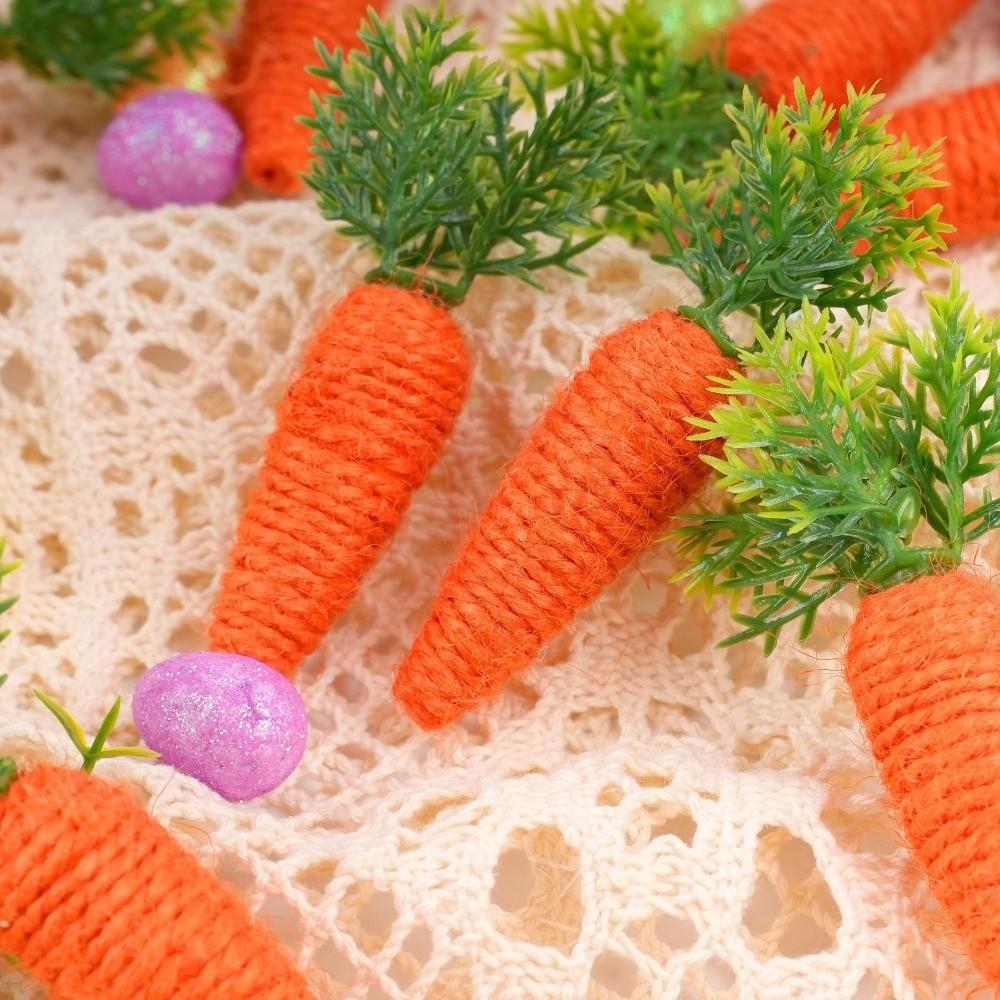 4pcs Miniature Size Easter Decoration Simulation Design Artificial Carrot Tray Decoration Decorative Piece Cute Style