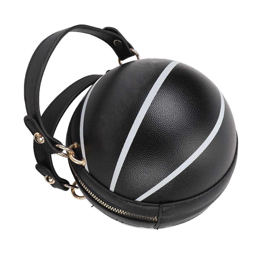 Durable PU Leather Basketball Bag With Zipper Multiple Wearing Options Cross Body Bag Basketball Shaped Handbag Casual Outings