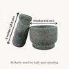 Granite Stone Mortar and Pestle Set for Kitchen | Handcrafted Okhli Musal for Grinding & Mixing | 4 inch