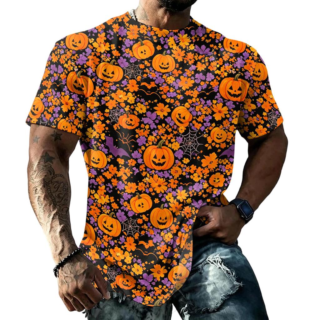 Unisex Loose Fit Casual Short Sleeve T-Shirt Halloween Themed Graphic Print Top Comfortable Everyday Wear