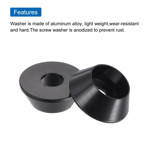 uxcell M4 Cone Cup Washer, Anodized Aluminum Gasket, Cup Head Washer, for Screws, RC/FPV/PC/Drone/Machine Accessories, Model Parts, 30pcs (Black)