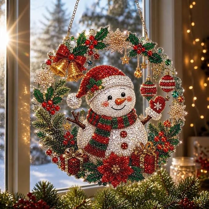 Christmas Pearl Diamond Painting Suncatcher Kit DIY 5D Beaded Art 20CM B