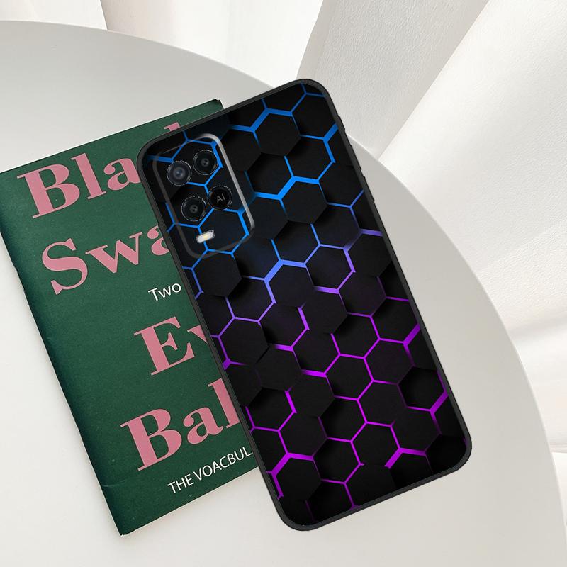 3D Hexagonal Lights Case For Oppo A52 A72 A76 A96 A54 A74 A94 A54S A57S A58 A78 A98 A57 A77 A15 A16 A17 Cover