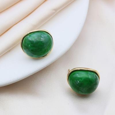 Сережки-пусети з емалі кольору цукерок, овальні, зі срібла S925, з покриттям під золото, що довго зберігає колір, гарячий продаж.