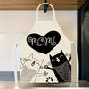 1 st Moeder Hart Katten Schort Schattig Cartoon Zwart Wit Kittentje Keuken Koken Bakken Chef Cadeau Voor Moeder Mama Linnen Slabbetje Schort