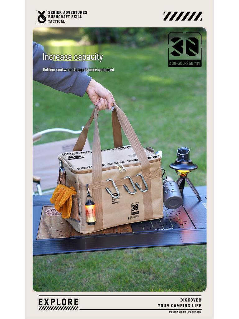 Large Outdoor Tactical Cookware & Gas Tank Storage Bag for Camping & Picnics
