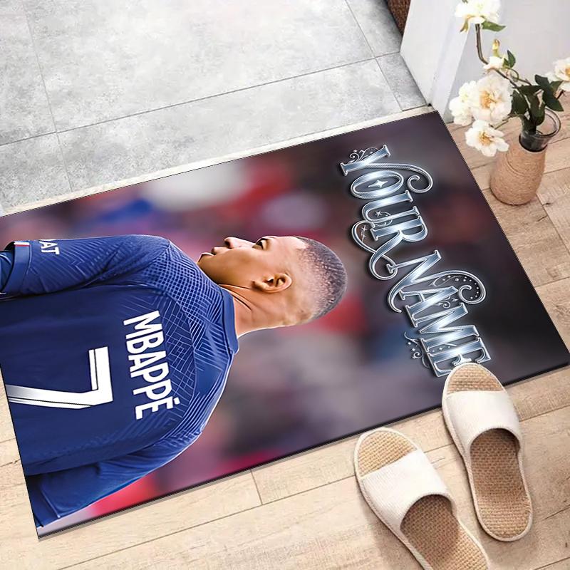 M-Mbappe Design Area Rug Personalized Name- Non-Slip, Soft & Cozy Floor Mat for Living Room, Office - Indoor/Outdoor Carpet
