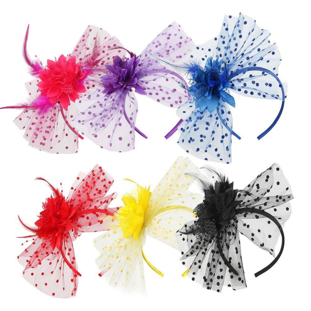 Elegant Mesh Flower Headband Exquisite Feather Hairpiece 1920s Hair Accessories Photography