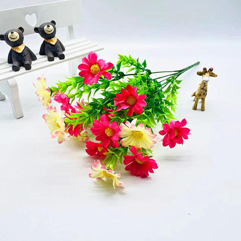 Chrysanthemum Silk Watergrass Spring Bouquet With 15 Blooms For Interior Decor