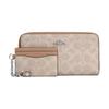 Coach Zip Around 19 Logo Print Coated Canvas Wallet Women Wallet Silver Beige Gray CBZ99-SVPWH