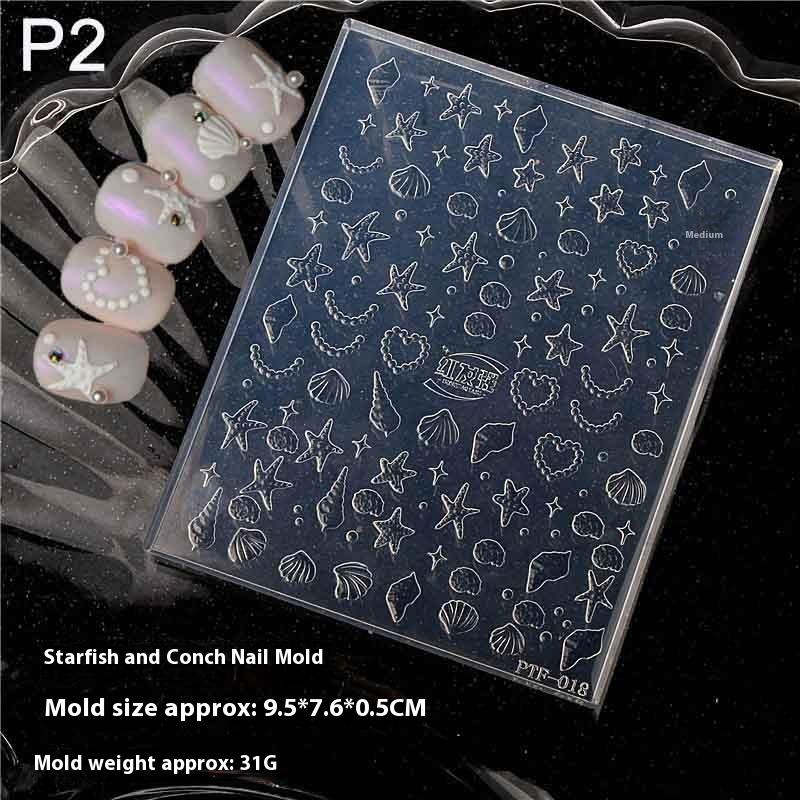 1 Pc Crane Swan Conch Silicone Nail Mold Beauty Fish Tail Conch Starfish Nail Art 3D Decoration Diy Nail Mold