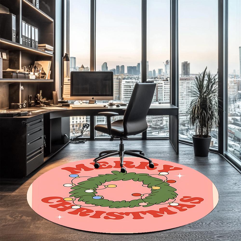 Christmas Printed Round Rug Carpet Chair Rug Area Rug Entryway Doormats,for Office Chair Living Room Bedroom Kitchen Room.
