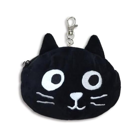 Pass Case, Plush Toy, Keychain with Reel, Fluffy Me Plush Pass Case, Storage Function, Chuck, IC Card Case, Card Case, Cat, Black Cat, Lightweight,